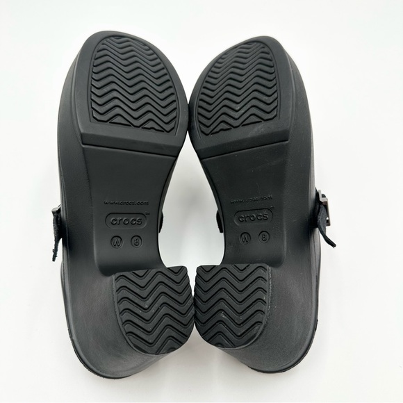 Crocs Sarah Clog Block Heel Mules Slip On Black - Picture 9 of 11